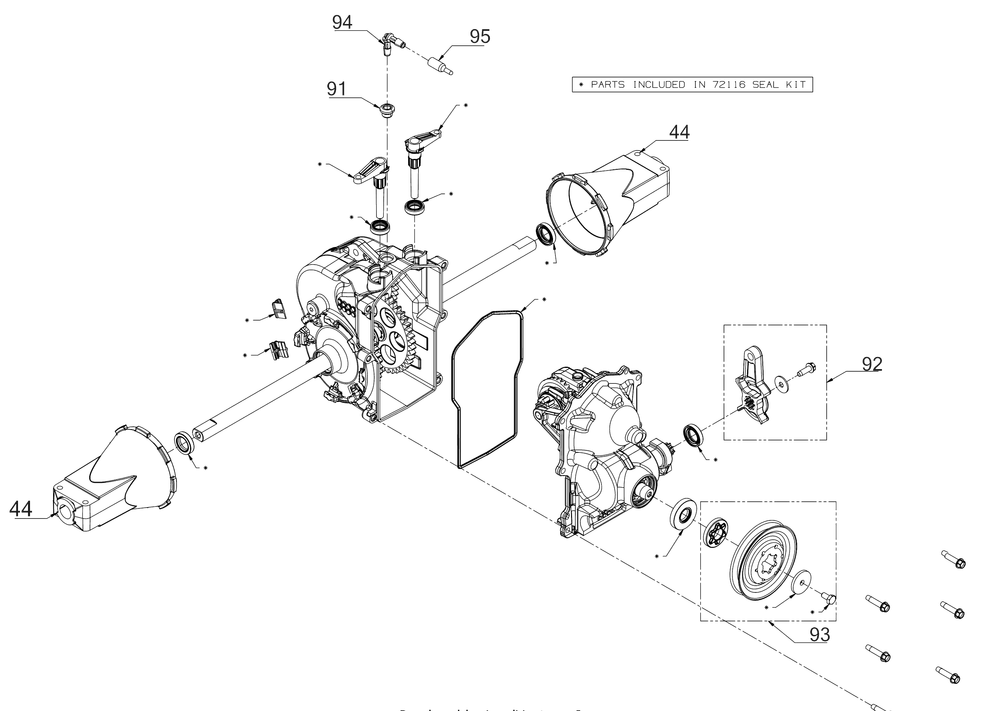 Hydrostatic Transmission Diagram and Parts List for 3X34-INCHPROH (31AH8E4V710)(2019) Cub Cadet Snow Blower
